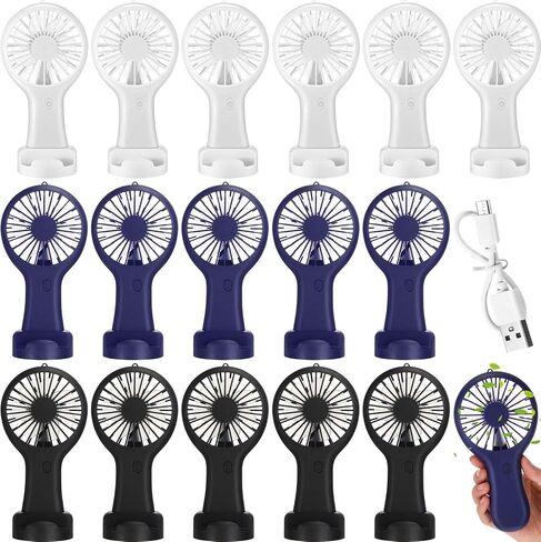 Woanger 60 Pack Mini Handheld Fan Bulk USB Electric Fan with Data Cable and Mounting Base Rechargeable3 Speed Hand Held Fan Personal Travel Fan Desk Fan Small Electric Fan Summer Travel Gift in Saudi Arabia