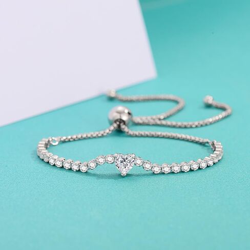 14K Gold Heart Cut Diamond Tennis Bracelet | 0.5 Carat VVS2, Adjustable | Romantic Symbolic Gift for Her in Kuwait