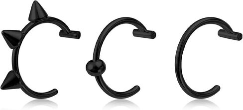 3Pcs 14G T-Shaped Fake Lip Rings for Women Men Stainless Steel Clip On Non Piercing Lip Rings Nose Septum Rings Fake Lip Piercing Jewelry in Saudi Arabia