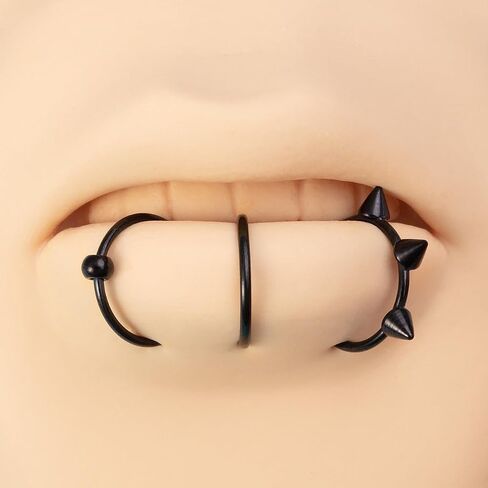 3Pcs 14G T-Shaped Fake Lip Rings for Women Men Stainless Steel Clip On Non Piercing Lip Rings Nose Septum Rings Fake Lip Piercing Jewelry in Saudi Arabia