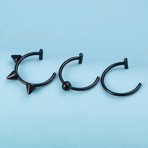 3Pcs 14G T-Shaped Fake Lip Rings for Women Men Stainless Steel Clip On Non Piercing Lip Rings Nose Septum Rings Fake Lip Piercing Jewelry in Saudi Arabia