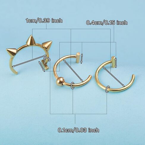 3Pcs 14G T-Shaped Fake Lip Rings for Women Men Stainless Steel Clip On Non Piercing Lip Rings Nose Septum Rings Fake Lip Piercing Jewelry in Saudi Arabia
