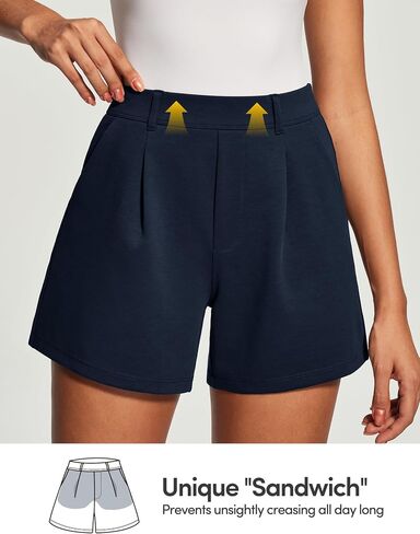 IUGA Womens Dress Shorts for Women High Waisted Trouser Summer Business Womens Dressy Casual Pleated Wide Leg Shorts in Kuwait