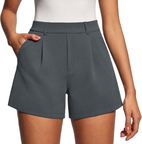IUGA Womens Dress Shorts for Women High Waisted Trouser Summer Business Womens Dressy Casual Pleated Wide Leg Shorts in Kuwait