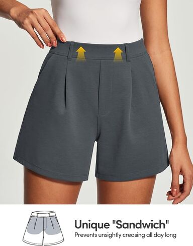 IUGA Womens Dress Shorts for Women High Waisted Trouser Summer Business Womens Dressy Casual Pleated Wide Leg Shorts in Kuwait