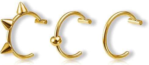 3Pcs 14G T-Shaped Fake Lip Rings for Women Men Stainless Steel Clip On Non Piercing Lip Rings Nose Septum Rings Fake Lip Piercing Jewelry in Saudi Arabia