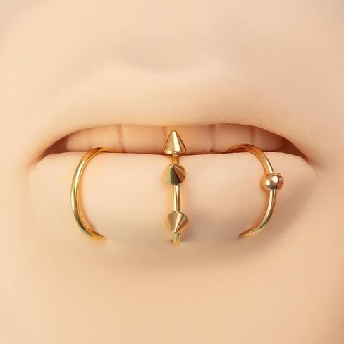 3Pcs 14G T-Shaped Fake Lip Rings for Women Men Stainless Steel Clip On Non Piercing Lip Rings Nose Septum Rings Fake Lip Piercing Jewelry in Saudi Arabia
