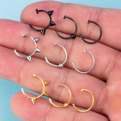 3Pcs 14G T-Shaped Fake Lip Rings for Women Men Stainless Steel Clip On Non Piercing Lip Rings Nose Septum Rings Fake Lip Piercing Jewelry in Saudi Arabia