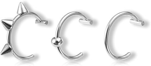 3Pcs 14G T-Shaped Fake Lip Rings for Women Men Stainless Steel Clip On Non Piercing Lip Rings Nose Septum Rings Fake Lip Piercing Jewelry in Saudi Arabia
