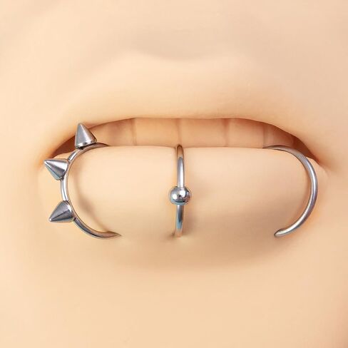 3Pcs 14G T-Shaped Fake Lip Rings for Women Men Stainless Steel Clip On Non Piercing Lip Rings Nose Septum Rings Fake Lip Piercing Jewelry in Saudi Arabia