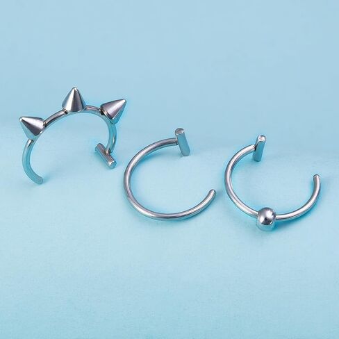 3Pcs 14G T-Shaped Fake Lip Rings for Women Men Stainless Steel Clip On Non Piercing Lip Rings Nose Septum Rings Fake Lip Piercing Jewelry in Saudi Arabia