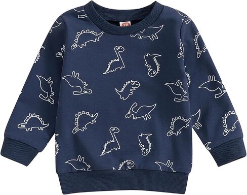 Little Boys Long Sleeve Dinosaur Sweatshirt Pullover Shirt Casual Crewneck Oversized Sweatshirt Fall Winter Clothes in Saudi Arabia