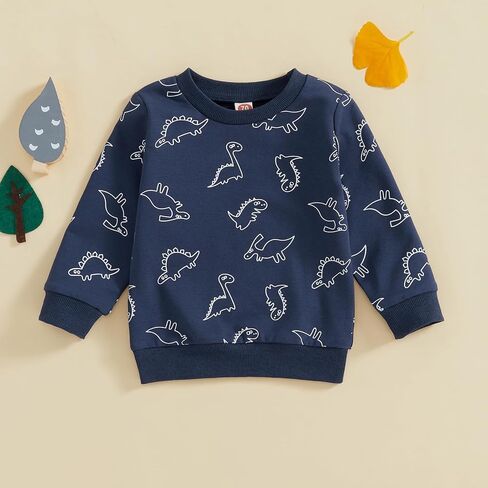 Little Boys Long Sleeve Dinosaur Sweatshirt Pullover Shirt Casual Crewneck Oversized Sweatshirt Fall Winter Clothes in Saudi Arabia