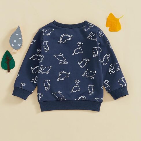 Little Boys Long Sleeve Dinosaur Sweatshirt Pullover Shirt Casual Crewneck Oversized Sweatshirt Fall Winter Clothes in Saudi Arabia