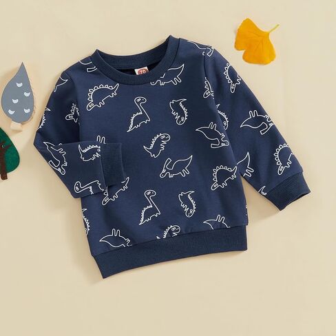 Little Boys Long Sleeve Dinosaur Sweatshirt Pullover Shirt Casual Crewneck Oversized Sweatshirt Fall Winter Clothes in Saudi Arabia