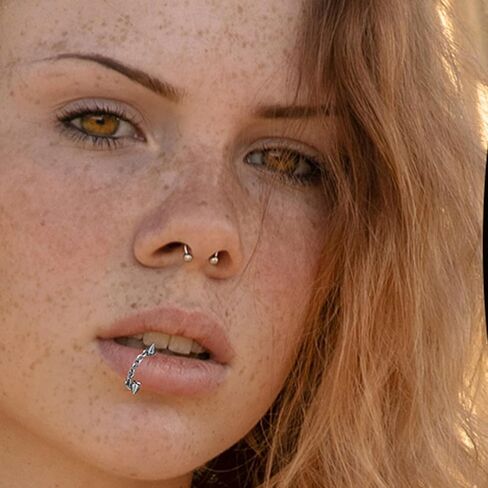5 Pcs Vertical Labret Lip Piercing Jewelry 316L Stainless Steel 16G Tragus Helix Rook Piercing Jewelry with Chain Cartilage Earrings for Women Men in Kuwait