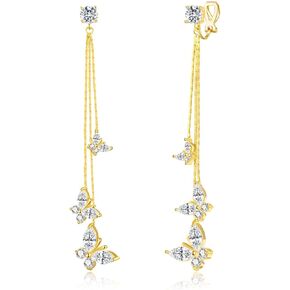 YOQUCOL Women Cubic Zirconia Crystal Long Drop Dangle Clip On Earrings For Not Pierced Women in Kuwait