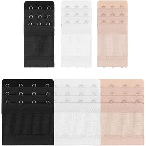 6PCS Bra Extenders 3 Hook/4 Hook Women Elastic Extensions Bra Lady’s Breathing Room Stretchy Brasier Extension Strap Soft and Comfortable (Black White Skin) in Saudi Arabia