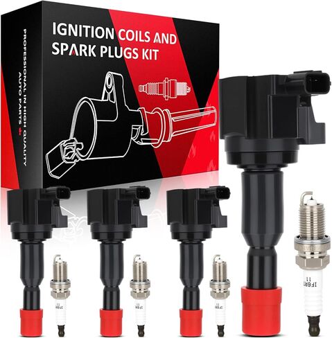 SCITOO 4 ignition coils + 4 iridium Spark Plugs,for Honda Fit 1.5L 2007-2008 UF581 IGC0053 C1578 in Kuwait