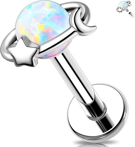 Meiighting 16g الخيط الداخلي Tragus ثقب المجوهرات الفولاذ المقاوم للصدأ 316L OPAL الحلزونيك قرط الكوكب الفص الغضروف in Saudi Arabia