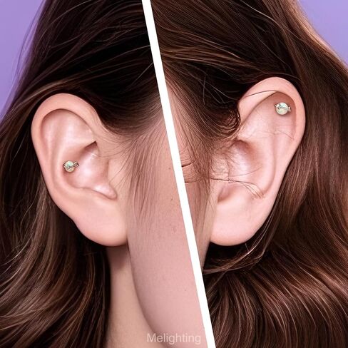Meiighting 16g الخيط الداخلي Tragus ثقب المجوهرات الفولاذ المقاوم للصدأ 316L OPAL الحلزونيك قرط الكوكب الفص الغضروف in Saudi Arabia