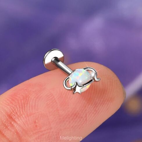 Meiighting 16g الخيط الداخلي Tragus ثقب المجوهرات الفولاذ المقاوم للصدأ 316L OPAL الحلزونيك قرط الكوكب الفص الغضروف in Saudi Arabia
