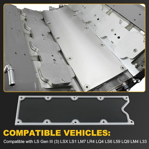 LS Gen 3 Valley Cover Plate Kit with Gasket and Seals (Bolt) Low Profile and Non Knock Sensor Hole Compatible with GM LSX LS1 LM7 LR4 LQ4 LS6 L59 LQ9 LM4 L33 Chevy GMC Silverado Sierra SUV Black in Saudi Arabia