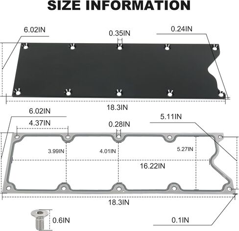 LS Gen 3 Valley Cover Plate Kit with Gasket and Seals (Bolt) Low Profile and Non Knock Sensor Hole Compatible with GM LSX LS1 LM7 LR4 LQ4 LS6 L59 LQ9 LM4 L33 Chevy GMC Silverado Sierra SUV Black in Saudi Arabia