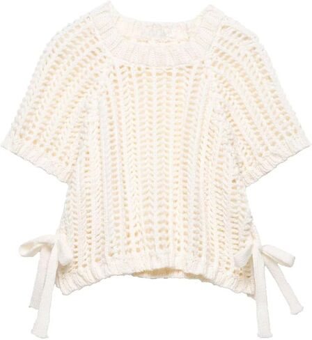 FindThy Women’s Chunky Cropped Sweater Vest Side Bow Tie Crew Neck Trendy Pullover Knit Tank Tops in Saudi Arabia