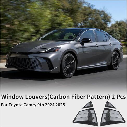 Rear Side Window Louvers Fit for Toyota Camry 9th Gen 2024 2025, Racing Style Sport ABS Air Vent Scoop Shades Cover Trim Blinds, Exterior Accessories, 2 PCS (Glossy Black) in Kuwait