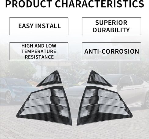 Rear Side Window Louvers Fit for Toyota Camry 9th Gen 2024 2025, Racing Style Sport ABS Air Vent Scoop Shades Cover Trim Blinds, Exterior Accessories, 2 PCS (Glossy Black) in Kuwait