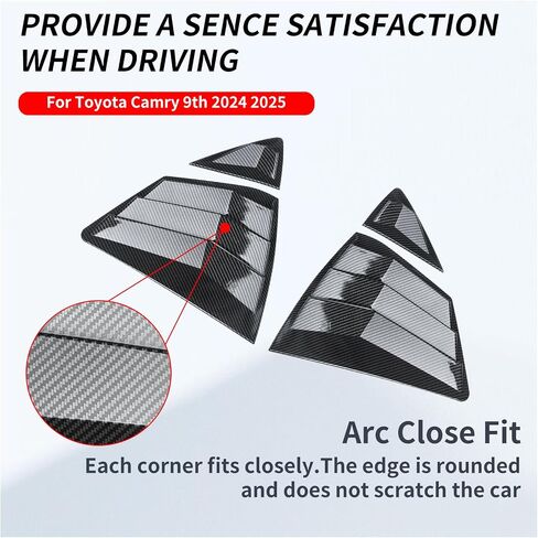 Rear Side Window Louvers Fit for Toyota Camry 9th Gen 2024 2025, Racing Style Sport ABS Air Vent Scoop Shades Cover Trim Blinds, Exterior Accessories, 2 PCS (Glossy Black) in Kuwait
