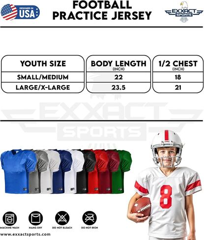 Exxact Sports Boys Football Practice Jersey - Pro-Style, Lightweight & Breathable Mesh Youth Football Jersey for Kids in Saudi Arabia