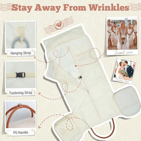 Rolling Garment Bags for Travel - 3 in 1 Convertible Garment Duffle Bags with Wheels Shoes Compartment, Carry On Bag Wheeled for Women Weekender Suit Wedding Dress-Beige in Saudi Arabia