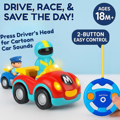 Liberty Imports My First Cartoon RC Remote Control Cars for Toddlers Ages 1-3, Radio Control Toy for Baby, Kids 18 Months+ (Police Car) in Saudi Arabia