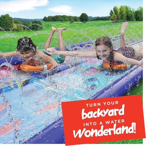 Stargo 2 Person Slide Backyard Water Fun Slip Down and Slide - 25 Feet x 6 Feet Waterslide with Sprinkler and Inflatable Body Boards for Kids - Outdoor Summer Toy in Kuwait