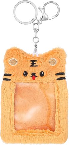 Plush Photocard Holder, Cartoon Plush Card Holder Keychain Cute Tiger ID Card Holder Card Protector Cover Sleeve for Kpop Idol Photo Card, ID Badge, Credit Card in Saudi Arabia