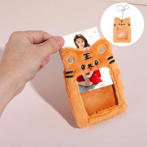Plush Photocard Holder, Cartoon Plush Card Holder Keychain Cute Tiger ID Card Holder Card Protector Cover Sleeve for Kpop Idol Photo Card, ID Badge, Credit Card in Saudi Arabia