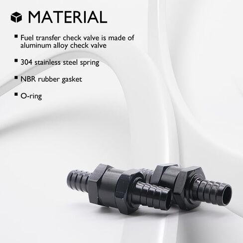 1/2" Fuel Check Valve unidirectional inline connection 2PCS Non Return for Fuel Line Oil Petrol Diesel(12MM Black) in Saudi Arabia