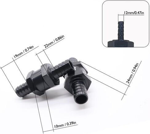 1/2" Fuel Check Valve unidirectional inline connection 2PCS Non Return for Fuel Line Oil Petrol Diesel(12MM Black) in Saudi Arabia