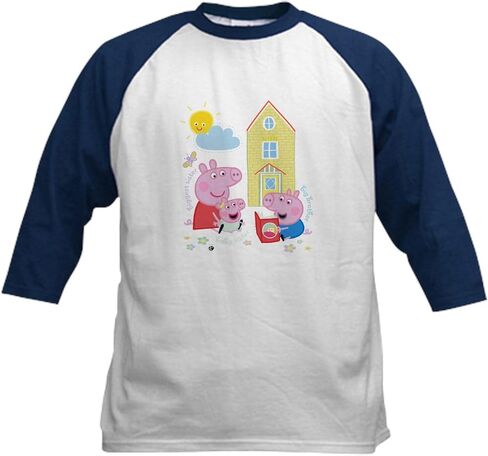 Cafepress Peppa Pig: Siblings Kids Baseball T Shirt Kids Cotton Baseball Jersey ، 3/4 Raglan Sleeve Shirt in Kuwait
