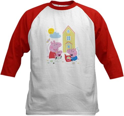 Cafepress Peppa Pig: Siblings Kids Baseball T Shirt Kids Cotton Baseball Jersey ، 3/4 Raglan Sleeve Shirt in Kuwait