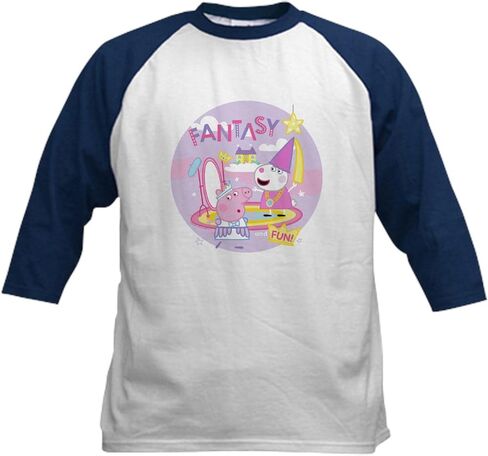 Cafepress Peppa Pig: Fantasy and Fun Kids Baseball T Shirt Kids Cotton Baseball Jersey ، 3/4 Raglan Sleeve Shirt in Kuwait