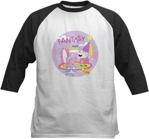 Cafepress Peppa Pig: Fantasy and Fun Kids Baseball T Shirt Kids Cotton Baseball Jersey ، 3/4 Raglan Sleeve Shirt in Kuwait