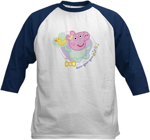 Cafepress Peppa Pig: Goo Goo Oink Kids Baseball T Shirt Kids Cotton Baseball Jersey ، 3/4 Raglan Sleeve Shirt in Kuwait