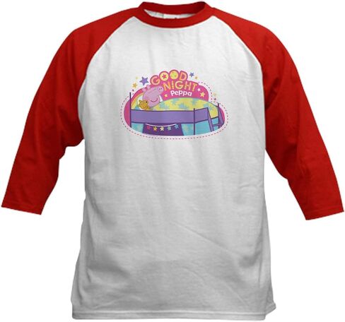 Cafepress Peppa Pig: Night Night Peppa Baseball T Shirt Kids Cotton Baseball Jersey ، 3/4 Raglan Sleeve Shirt in Kuwait
