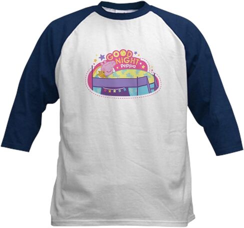 Cafepress Peppa Pig: Night Night Peppa Baseball T Shirt Kids Cotton Baseball Jersey ، 3/4 Raglan Sleeve Shirt in Kuwait