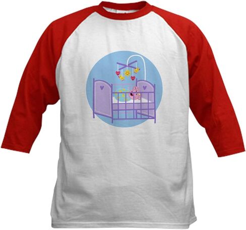Cafepress Peppa Pig: Crib Giggles Kids Baseball T Shirt Kids Cotton Baseball Jersey ، 3/4 Raglan Sleeve Shirt in Kuwait