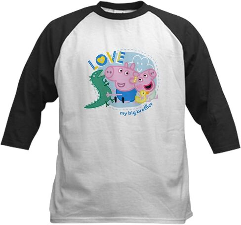 CafePress Peppa Pig: Love My Big Brother Kids Baseball T Shirt Kids Cotton Baseball Jersey, 3/4 Raglan Sleeve Shirt in Kuwait
