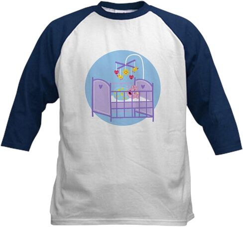 Cafepress Peppa Pig: Crib Giggles Kids Baseball T Shirt Kids Cotton Baseball Jersey ، 3/4 Raglan Sleeve Shirt in Kuwait